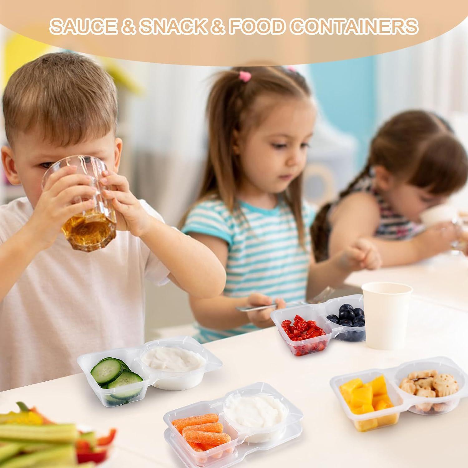 20/40 Sets Double Compartment Condiment Container With Lids, Reusable Snack Container for Sauces and Snacks, Disposable Snack Containers, Ideal for On-the-Go Meals and Parties