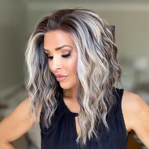 AISOM Chloe Iced Mocha Short Water Wave Free Part Glueless Wig with Scandinavian Hairline 12 Inches Low Density 120% Heat Friendly Synthetic Hair