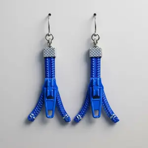Zipper Earrings | Split Decision No. 3 - Blue