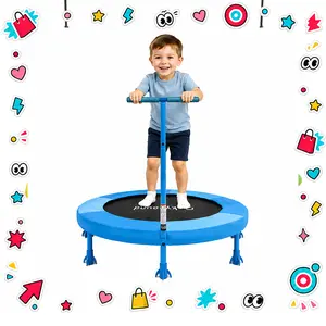 SkyBound 36 Inch Indoor Outdoor Jump Trampoline for Kids Age 3+, Mini Trampoline with Upgraded 2.0mm Steel Pipe, Adjustable Handlebar - Recreational Birthday Gift (Colorful), Indoor Outdoor Trampoline