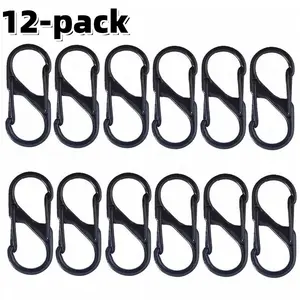 12-Piece Backpack Zipper Lock Set, Dual Spring S-Hook Zipper Clip, Anti-Theft, Ideal for Luggage and Camping, Secure Your Items, Carabiner Hooks