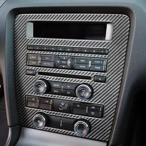 Real Carbon Fiber Compatible with Mustang GT Shelby      Accessories Car Dashboard Radio Media CD AC Panel Cover Sticker Decal Interior Console Trim Black