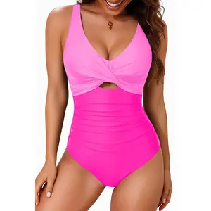 Tempt Me Women One Piece Swimsuits - Tummy Control Cutout Bathing Suit V Neck Twist Front Swimwear 2026