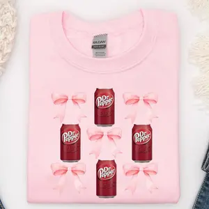 Dr.Pepper Women's Crewneck Pullover with Pink Bows - Womenswear