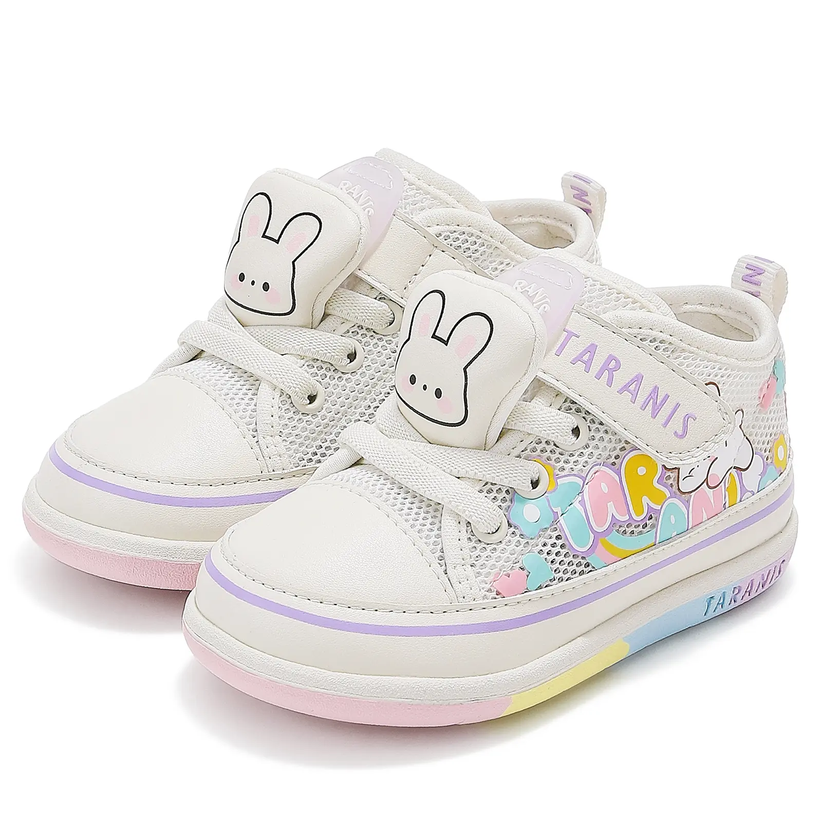 TARANIS Toddler Girls Sneakers Barefoot Lightweight Breathable Non-Slip High-Top Tennis Walking Shoes with 3D Bunny Design
