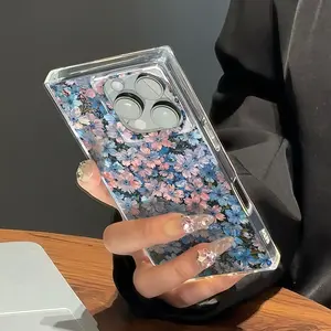 1 piece New fashion square design, floral pattern, drop-proof and shockproof full coverage mobile phone case, suitable for iPhone 16 pro/16Pro Max/16 plus/15 Plus/15 pro/15pro max/14 Pro/14pro max/14 plus/13 pro/13pro max/12 pro max/12 pro.Great gift for