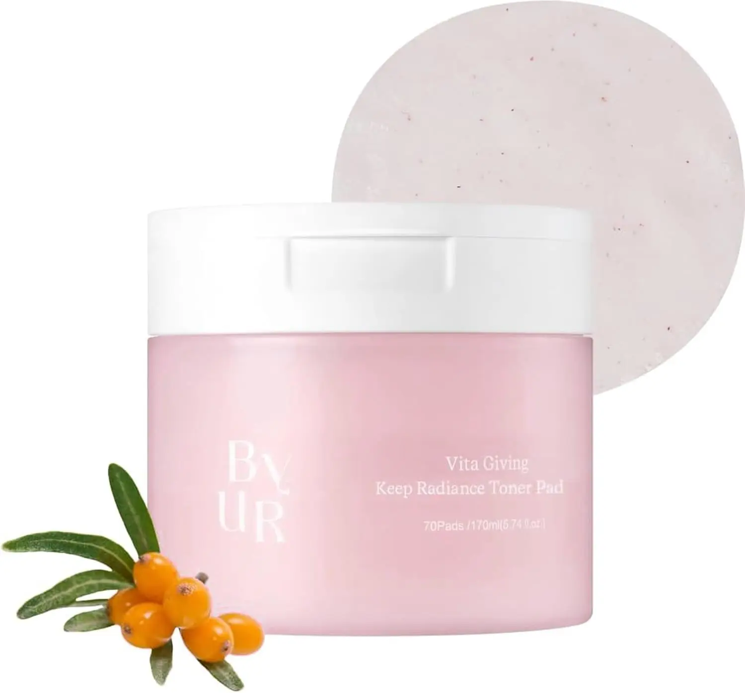 [ByUR] Vitamin C Glow Toner Pads (70 Count) - Dark Spots & Hyperpigmentation, Brightening & Hydrating, Hyaluronic Acid, Niacinamide, Vitamin C, Organic Cotton Facial Pore Care Korean Skincare