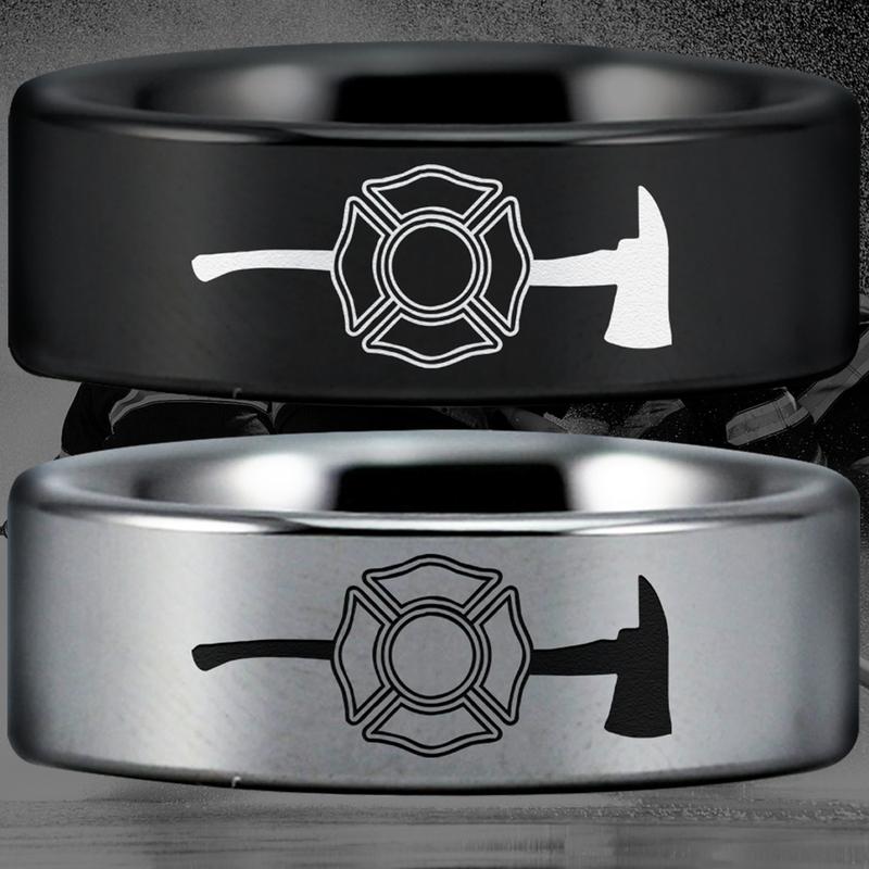 Firefighter's Axe Tungsten Carbide Ring