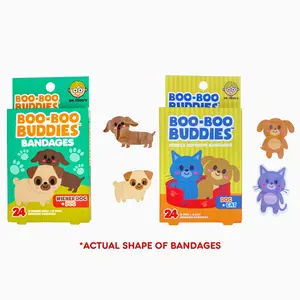 48-Pack Wiener Dog + Pug Bandages & 24-Pack Dog + Cat Bandages | Fun, Waterproof, Latex-Free