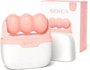 SOICY S30 2-in-1 Ice Roller Pink Facial Massager Skincare Rollers for Face & Eyes