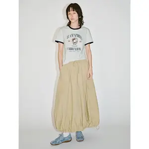 URBAN REVIVO Women's 2026 Summer Casual Cotton Thin Fabric Midi Cargo Skirt, Drawstring Pull-On, Loose-Fit A-Line, Balloon Hem, Fishtail Skirts Variant