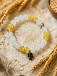 Golden Purity / White Quartz and Yellow Calcite Bracelet 8mm