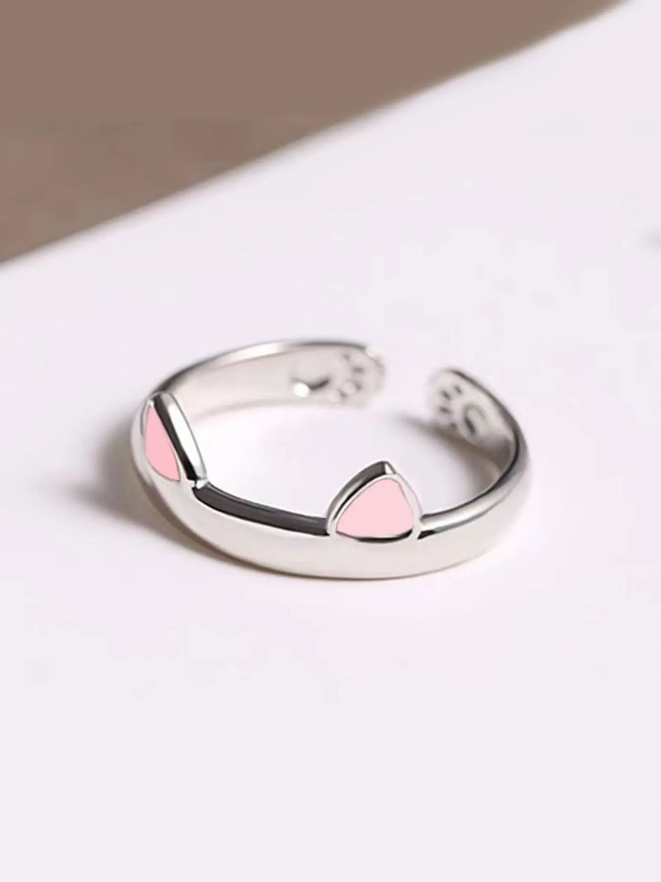Cat Ear Ring for Women Korean Style Student Simple Creative Trendy Fashion Ring Adjustable Finger Ring, Couple Jewelry Accessory Adjustable Rings Cute Rings
