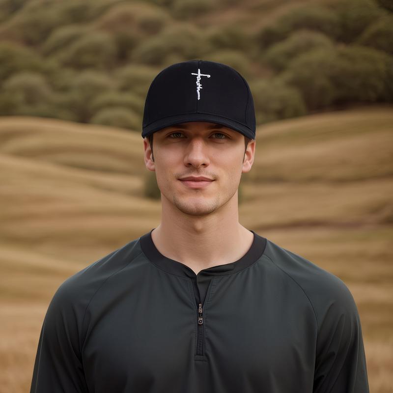 [2pcs/Set] Unisex Black & White Baseball Caps – Exquisite Cross Embroidery, Breathable Acrylic Duckbill Design, Durable Sports Headwear for Outdoor Activities