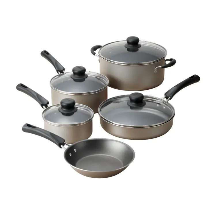Tramontina 9-Piece Non-Stick Cookware Set, Champagne