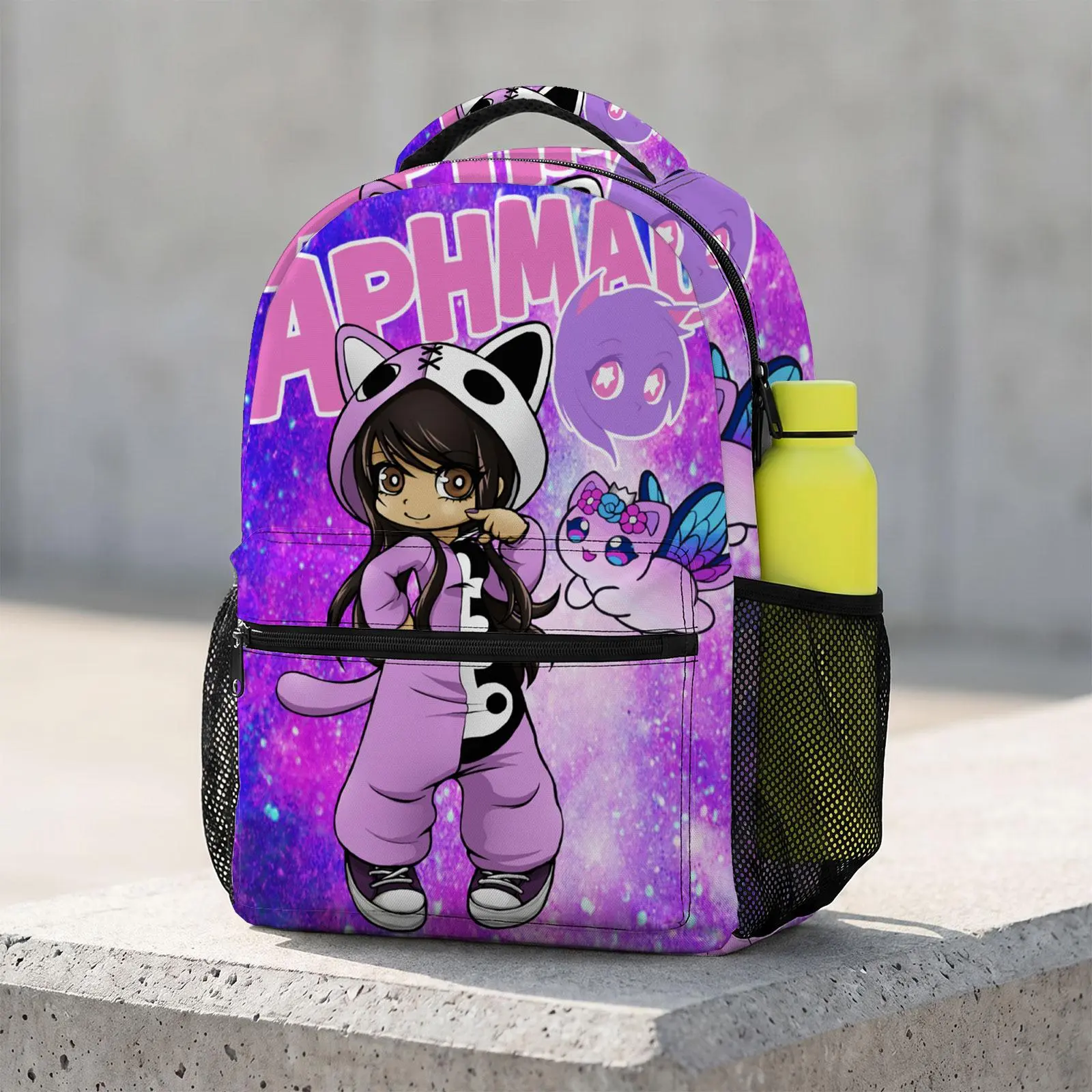 Aphmau Large Capacity Cute Cartoon Animal Travel Bag | Heavy Duty School Backpack with Chest Buckle | Kawaii Printed Bookbag for Boys & Girls