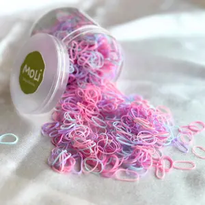 1500 PCS Infant Mini Thin Gentle Hair Elastics Ties Soft Rubber Bands for Thin Fine Hair Girl (Multicolor - Purple)