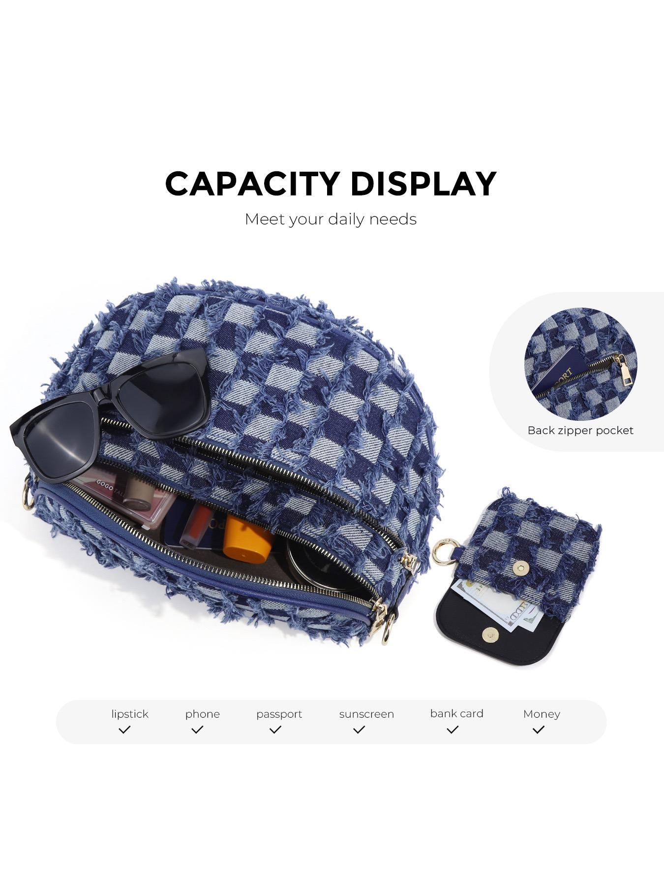 Women's Checkered & Leopard Print Crossbody Sling Bag - Adjustable Waistband Bag with Multi-Pockets, Mini Coin Purse for Travel, Casual Daily Use