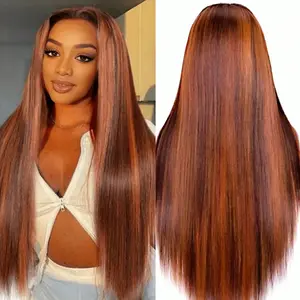 P4/350 Ginger Reddish Brown Lace Front Wig Human Hair 13x4 HD Pre Plucked with Baby Hair 180% Density for Black Women Ombre Brown Lace Front Wig