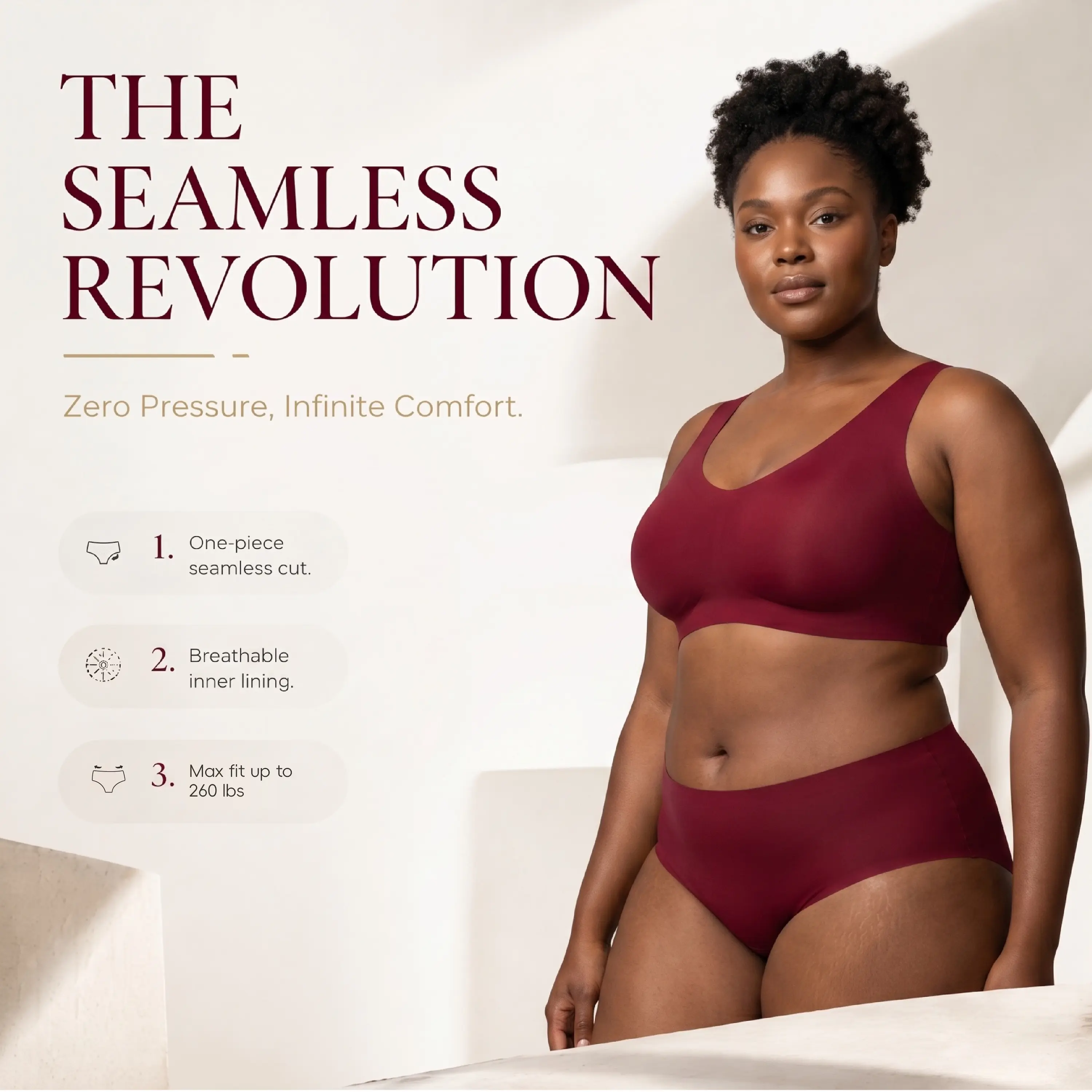Women's Plus Size Seamless Support Briefs 5-Pack - Minimalist Lightweight Soft Stretch Underwear, Multi-Colored Fabric, Ultra-Elastic Low-Rise, No Waist Compression, Ideal for Yoga & Everyday Wear, Hang Dry, Plussize