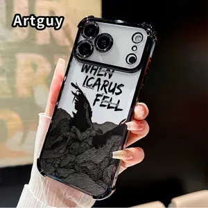 Phone Case for iPhone 17 16 Pro Max 15 Plus 14 13 12 11 E Air Icarus' Fallen Dream Pattern Four-corner Thickened Mobile border Electroplating with counter-fall Safety Cushion