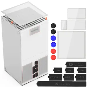 Dust Filter for  Series X Console- 8  Plugs and 4 PVC Meshs Set, Anti-Dust Vent Cover  Case X-Series X Accessories with 6 Thump Grip Caps for  Controllers, White