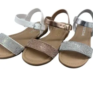 FLAT SANDAL WITH RHINESTONE DETAIL HEIDI-lls Girl Walking Shoes Casual