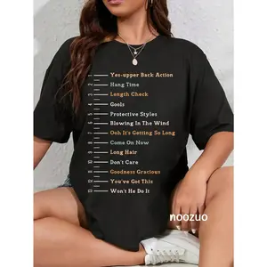 100% Cotton Track Your Long Natural Hair Length Check Hair Growth Chart T-Shirt