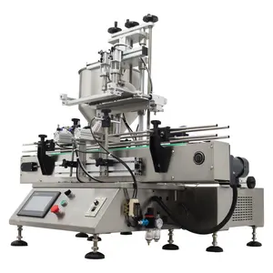 YOKOMA Desktop Fully Automatic Paste Filling Machine Double Head 100-1000ml for Sauces Honey Jam Syrup with Conveyor Belt