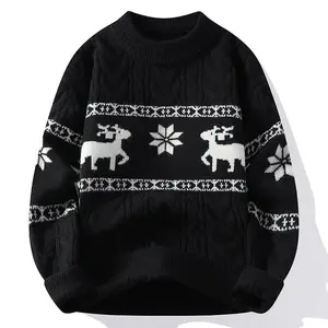 New Fall Winter High End Luxury Cashmere Sweater Men Thick Warm Mens Sweaters With Deer Korean Harajuku Christmas Jumper Knitwear