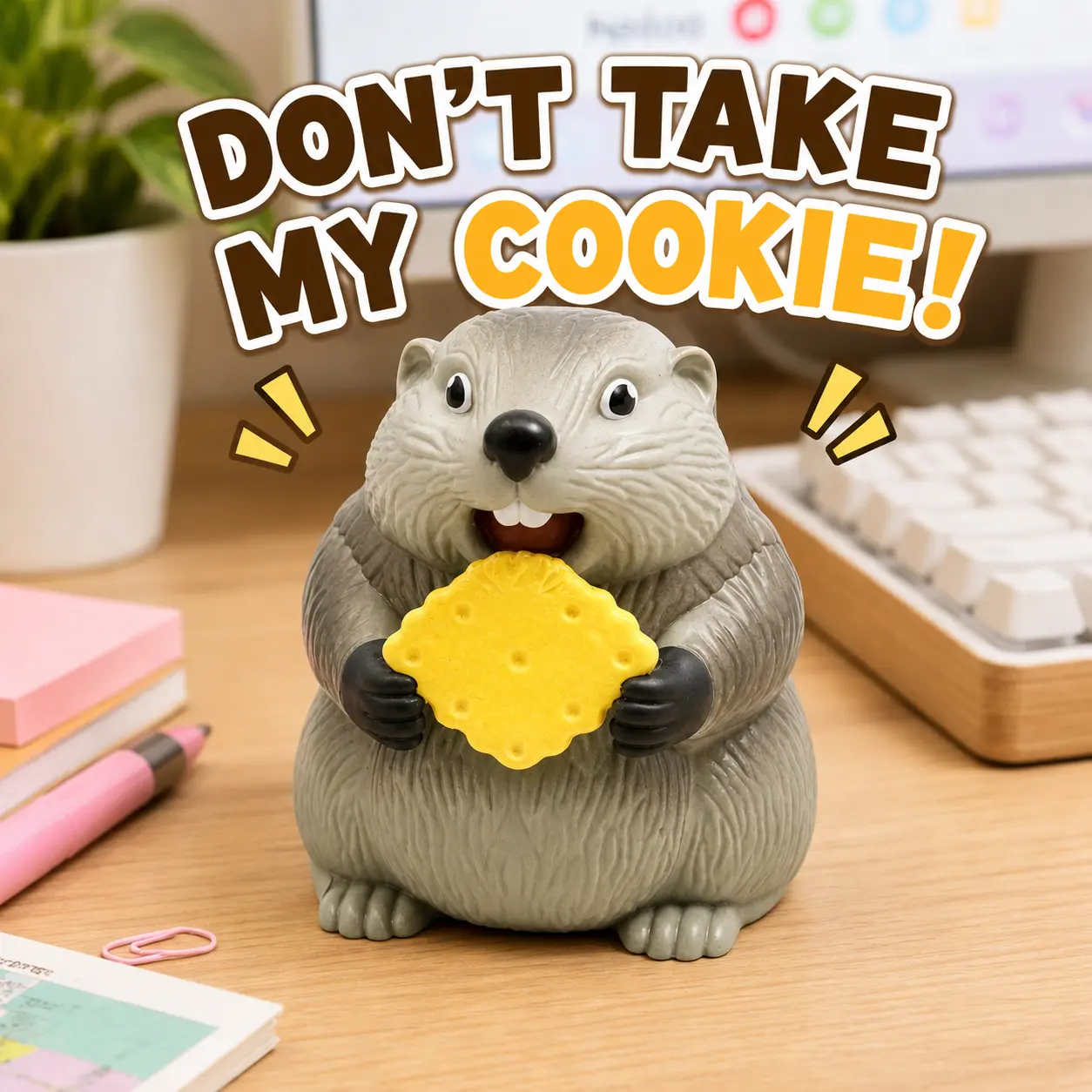 Interactive Fidget Figurine | Screaming Groundhog Desk Pet