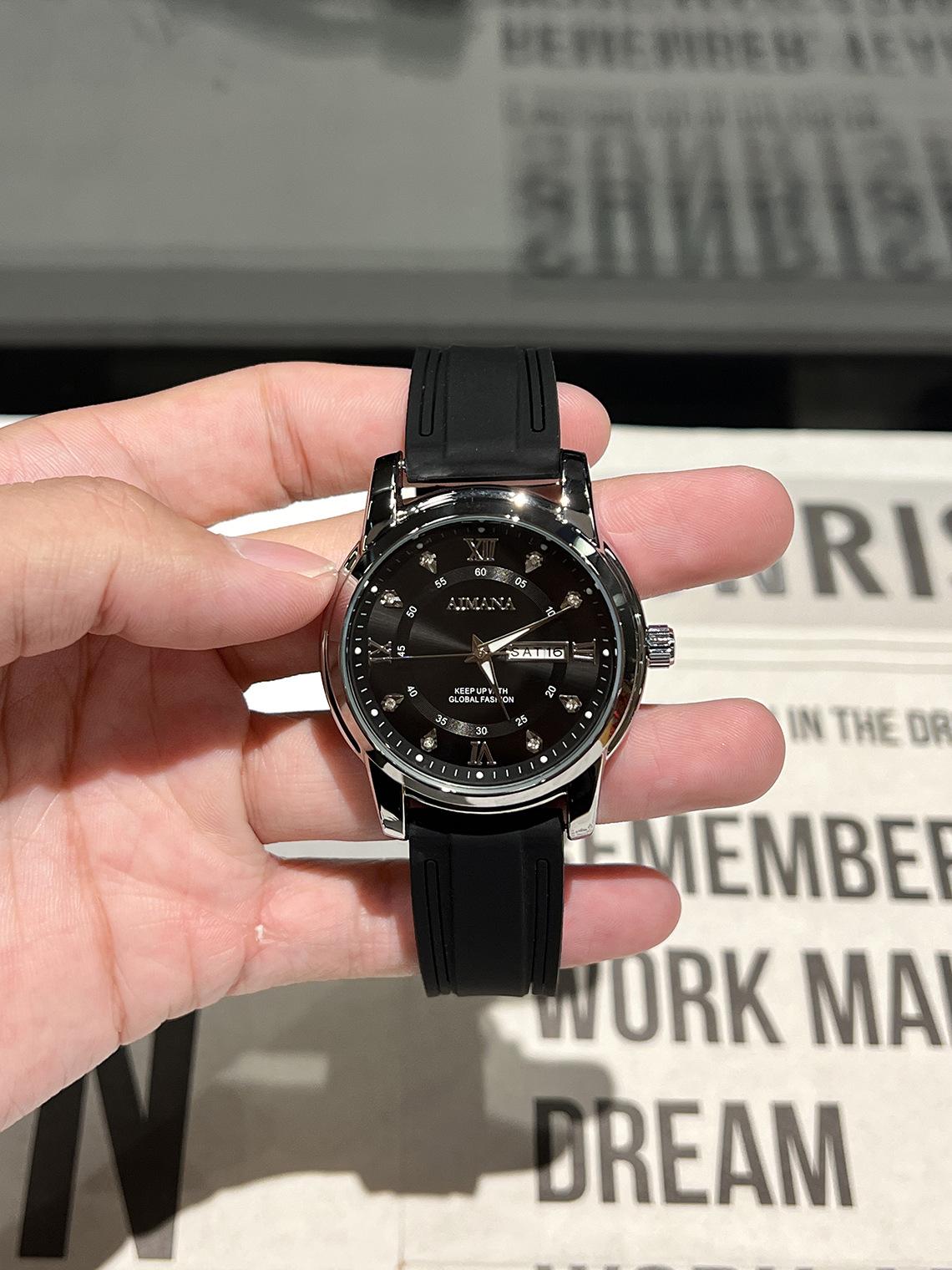 Men's Luxury Business Quartz Watch - Waterproof Luminous Date Display with Premium Silicone Strap, Stylish Sport Wristwatch