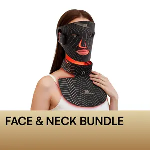 INIA GLOW Wireless Red Light Face & Neck & Chest Mask Bundle – 630nm & 850nm Red Light Therapy Mask Devices | Skincare Set for Lifting, Firming & Radiant Glow at Home, Rechargeable & Portable with 2-Year Warranty
