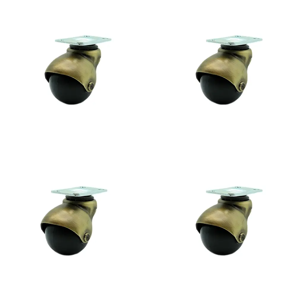 Service Caster SCC-TP01S20-POS-WA-4 2 in. Swivel Ball Caster Wheels for Furniture Windsor Antique Brass Hooded Casters with Top Plate Casters for Coffee Tables & Ottomans - Set of 4