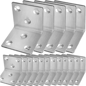 20 count Stainless Steel Angle Bracket, 1.6"x1.6"x1.6" Heavy Duty L Brackets for , 40MM 1.6In Wide Corner Brackets Metal Corner Brace 90Degree L Shape Bracket for Wooden Frame Bed Furniture Bookshelf