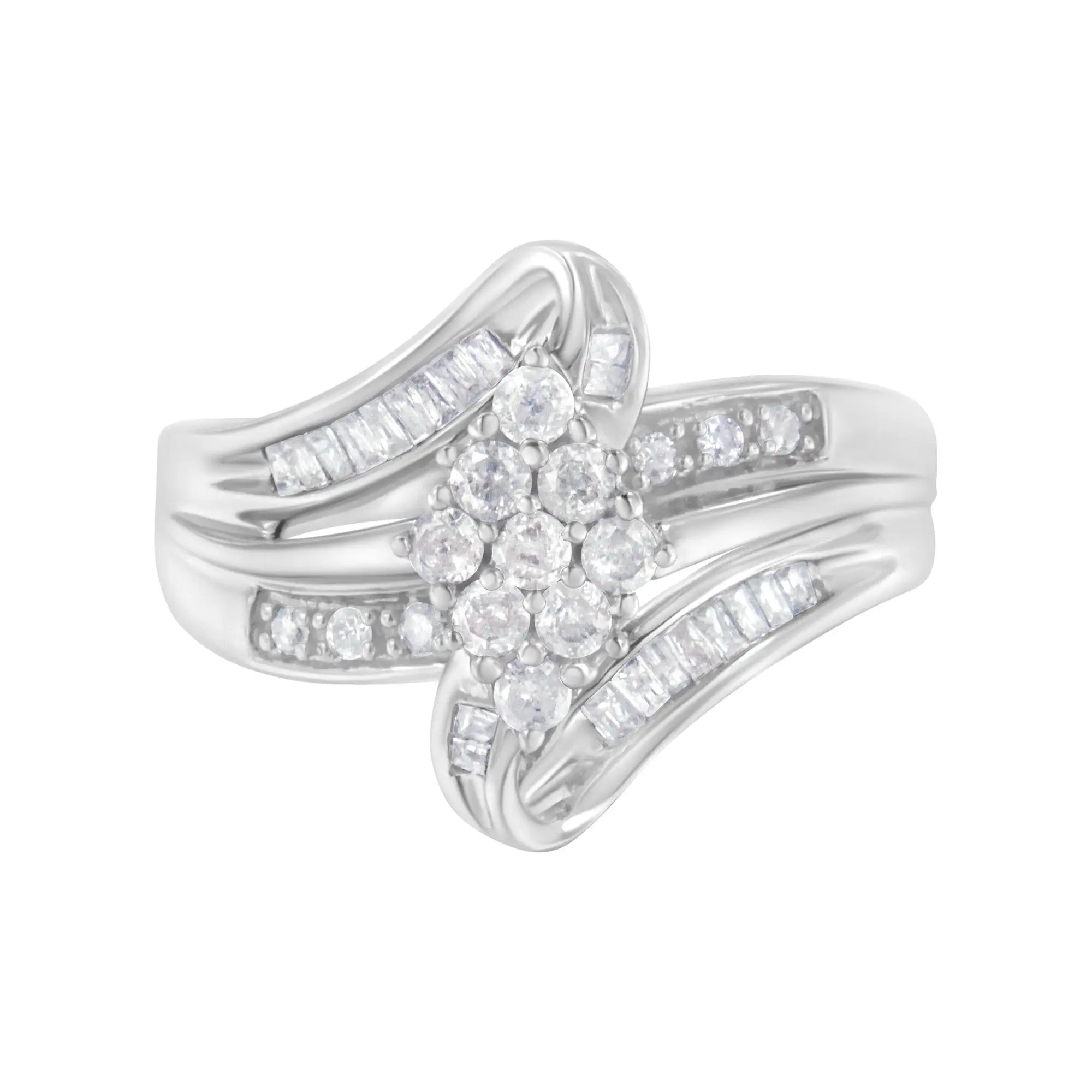 10K White Gold 1/2 cttw Diamond Cluster Ring (H-I Clarity, I2-I3 Color