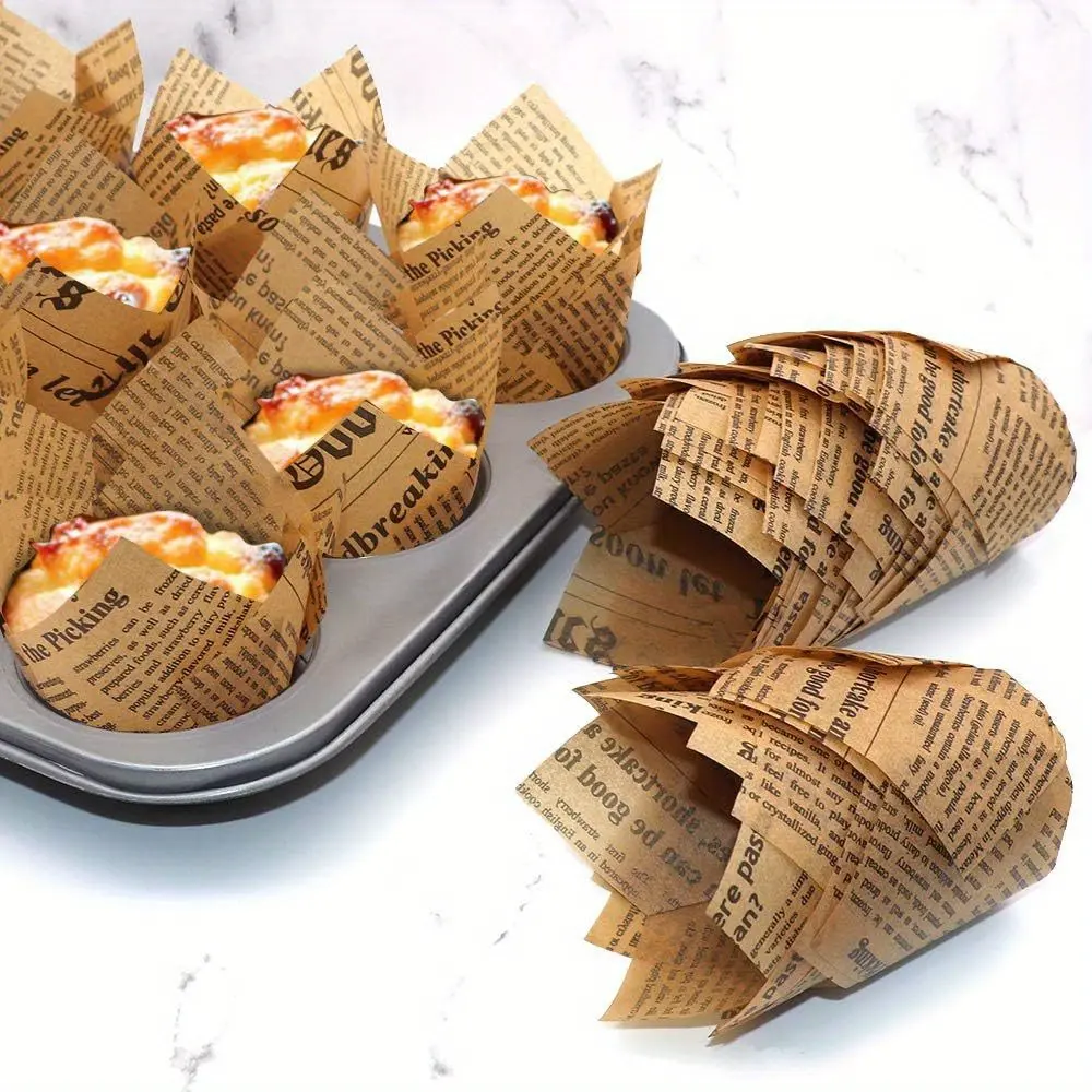 100pcs Tulip Cupcake Liners Baking Cups Muffin Liner Grease-Proof Paper Cupcake Wrappers for Wedding, Birthday Party