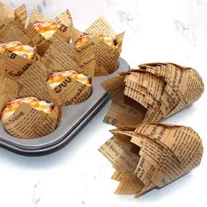 100pcs Tulip Cupcake Liners Baking Cups Muffin Liner Grease-Proof Paper Cupcake Wrappers for Wedding, Birthday Party