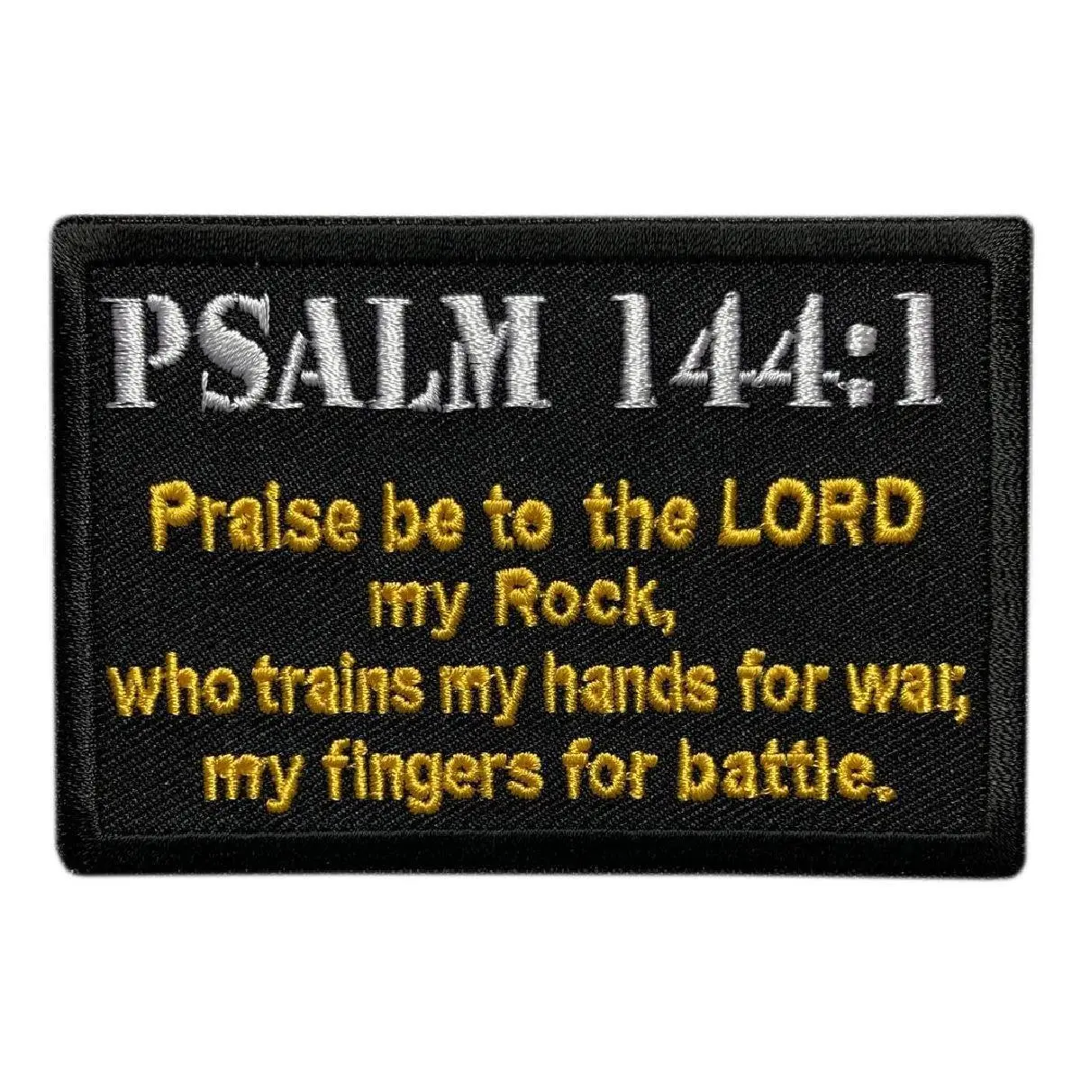 Psalm 144:1 Embroidered in God Lord Patch [Iron on Sew on - 3.5 inch- PS6]
