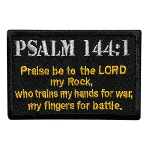 Psalm 144:1 Embroidered in God Lord Patch [Iron on Sew on - 3.5 inch- PS6]