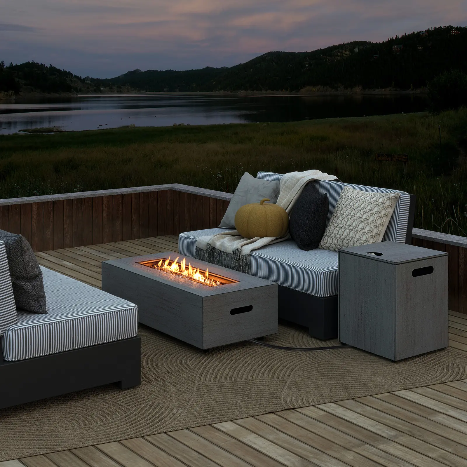 COSTWAY - 42 Inch 50,000 BTU Outdoor Rectangular Fire Table with Tank Holder