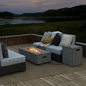 COSTWAY - 42 Inch 50,000 BTU Outdoor Rectangular Fire Table with Tank Holder
