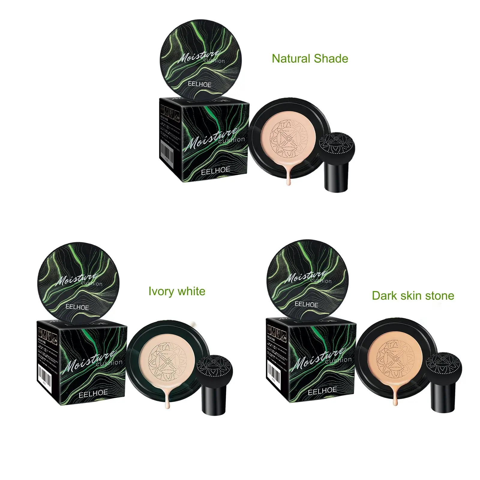 Moisture Cushion Foundation Cream with Collagen & Hyaluronic Acid Hides Blemishes Brightens Natural Nude Makeup
