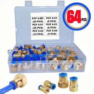 Pneumatic Quick Connector 6mm Hose to M5, 1/8", 1/4", 3/8", 1/2" Bsp Female Thread Brass Push-In Fitting for Air Compressors