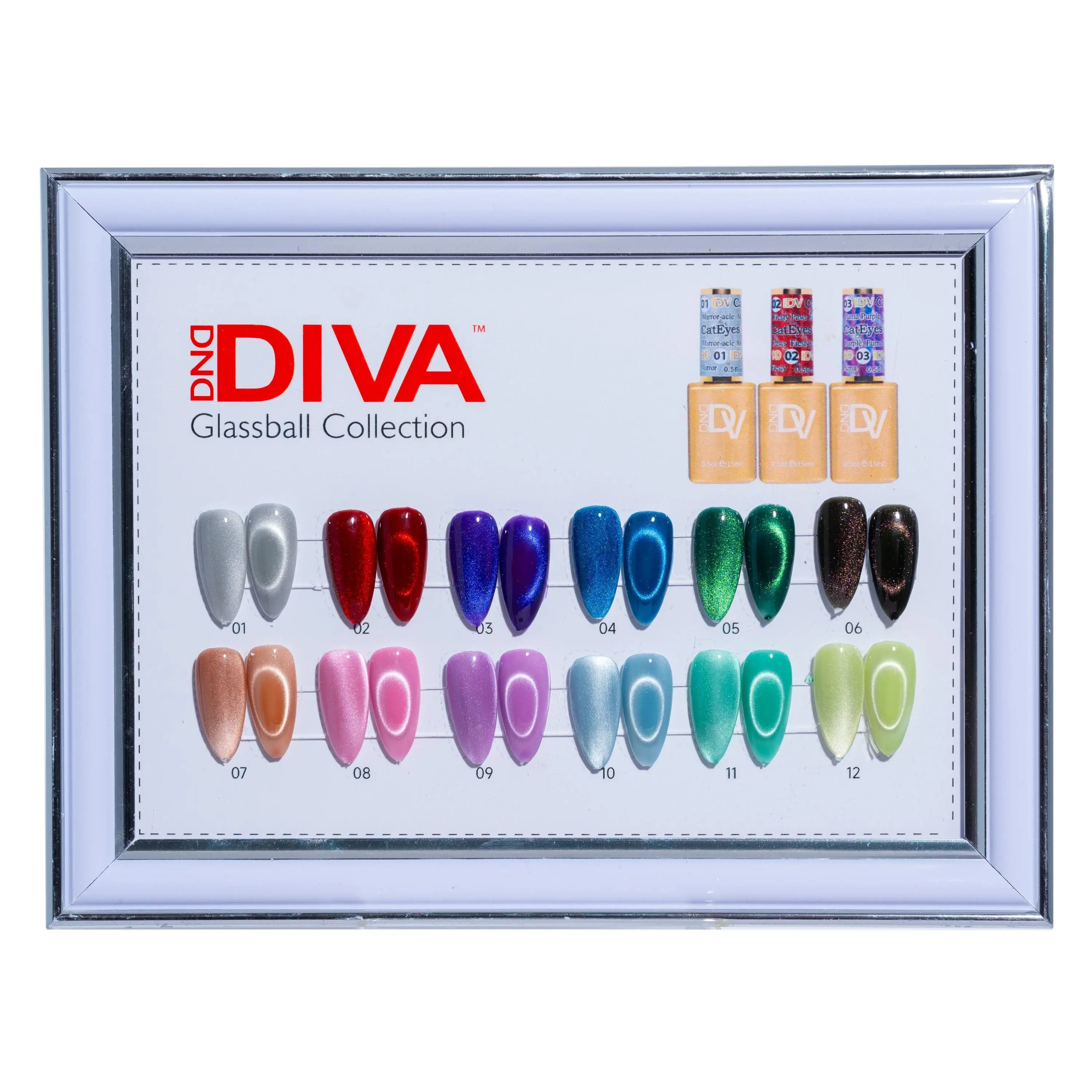DC DIVA 9D Cateyes Glass Ball Collection 1-12 gel & lacquer