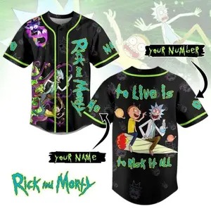Custom Rick and Morty Baseball Jersey, Personalized Cartoon Button Up Jersey Shirt for Fans