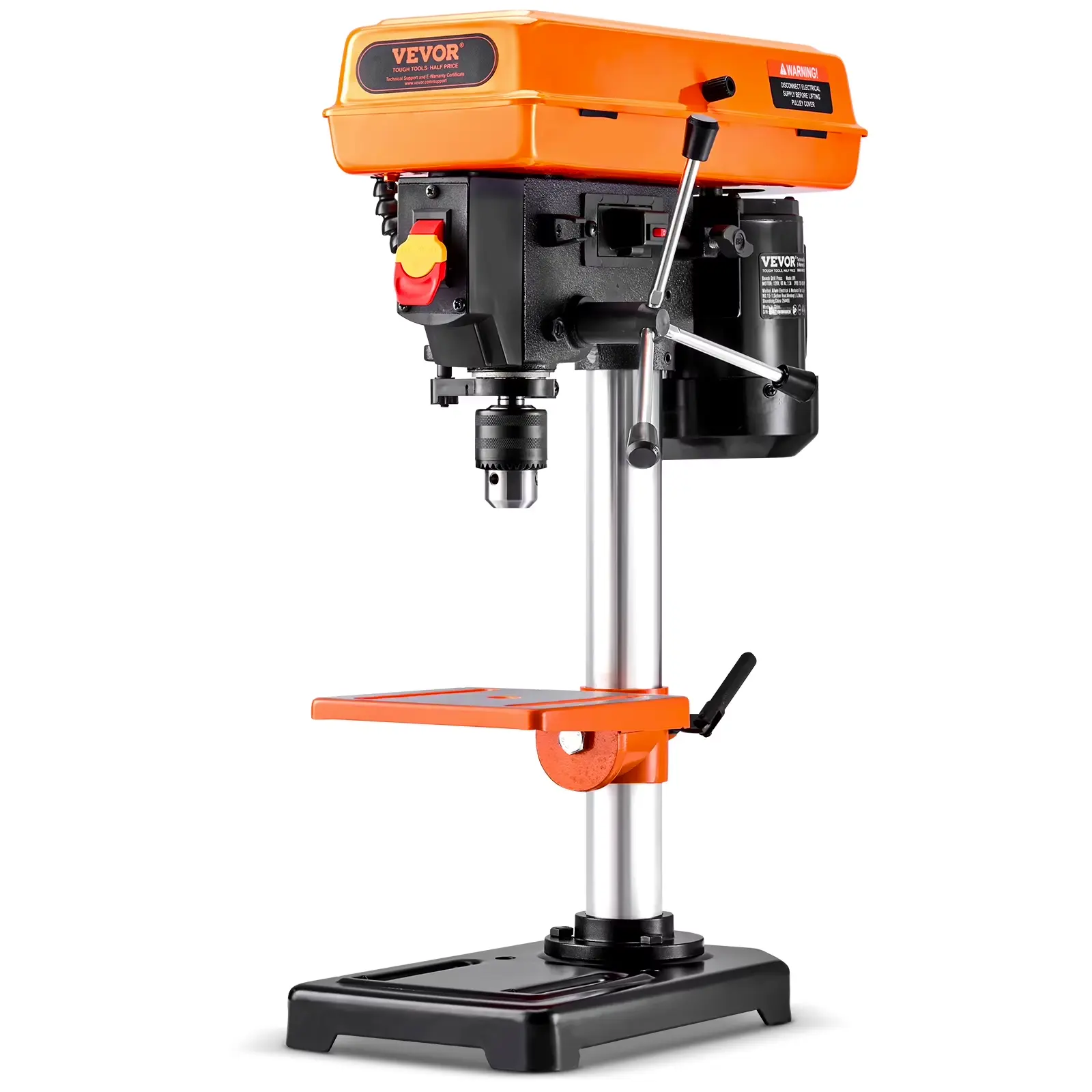 VEVOR 8 in 1 Benchtop Drill Press, 2.3A Motor, Tabletop Drilling Machine with 4 Level Adjustable Speed(750-3200 RPM), 0-45° Tilting Worktable, LED Work Light, Drill Press for Wood or Metal
