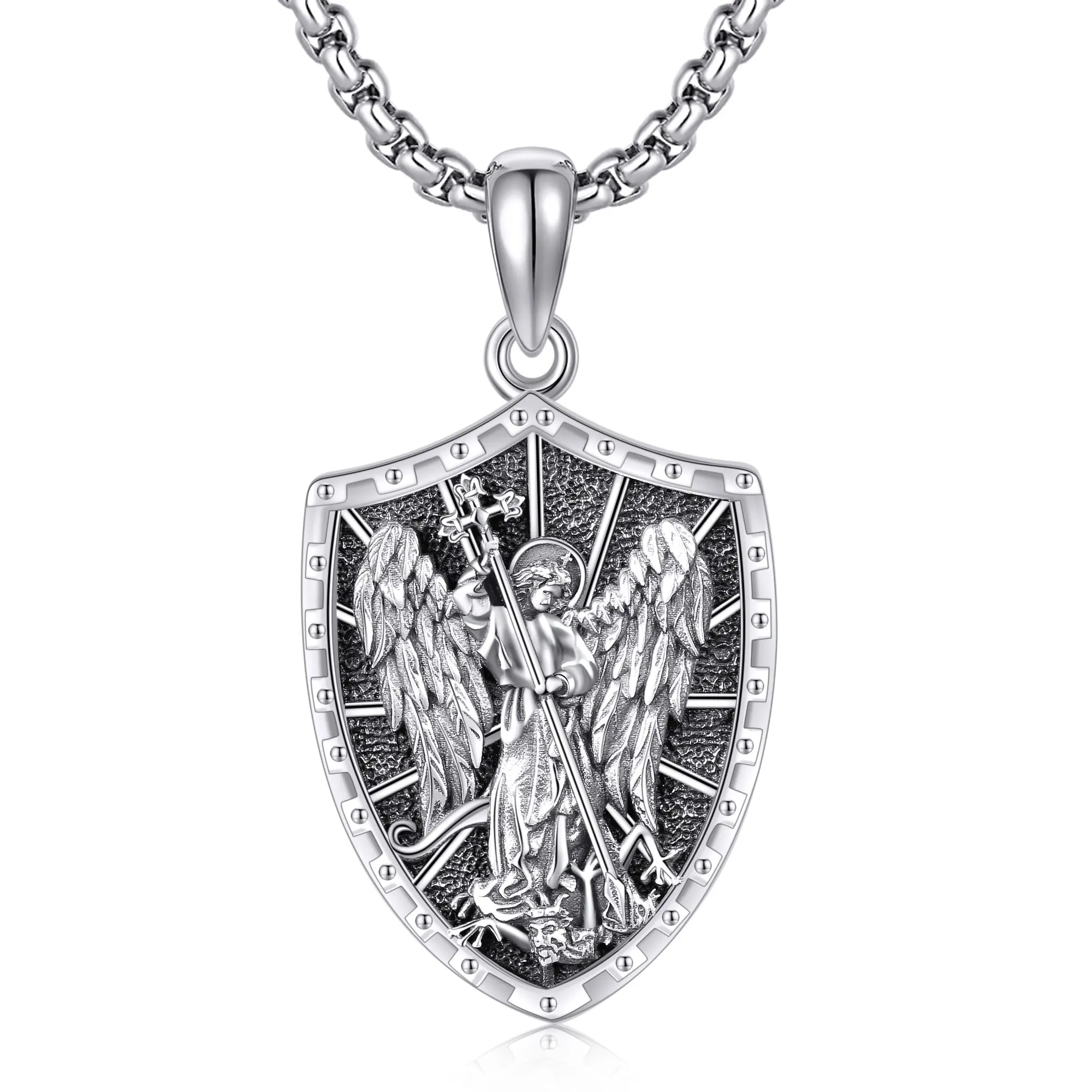 YFN St.Michael Archangel Necklace 925 Sterling Silver Pendant Religious Protective Jewelry Gifts for Women Men