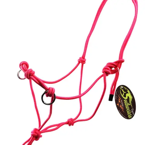 Diamond Braided Southwestern Equine Side Pull Rope Halter - Nickel Plated Rings, 4 Knots, Nose Band, Snug Fit Equestrian Training Aid for Older Horses, No-Bit Comfort, Bit-Free Equine Gear