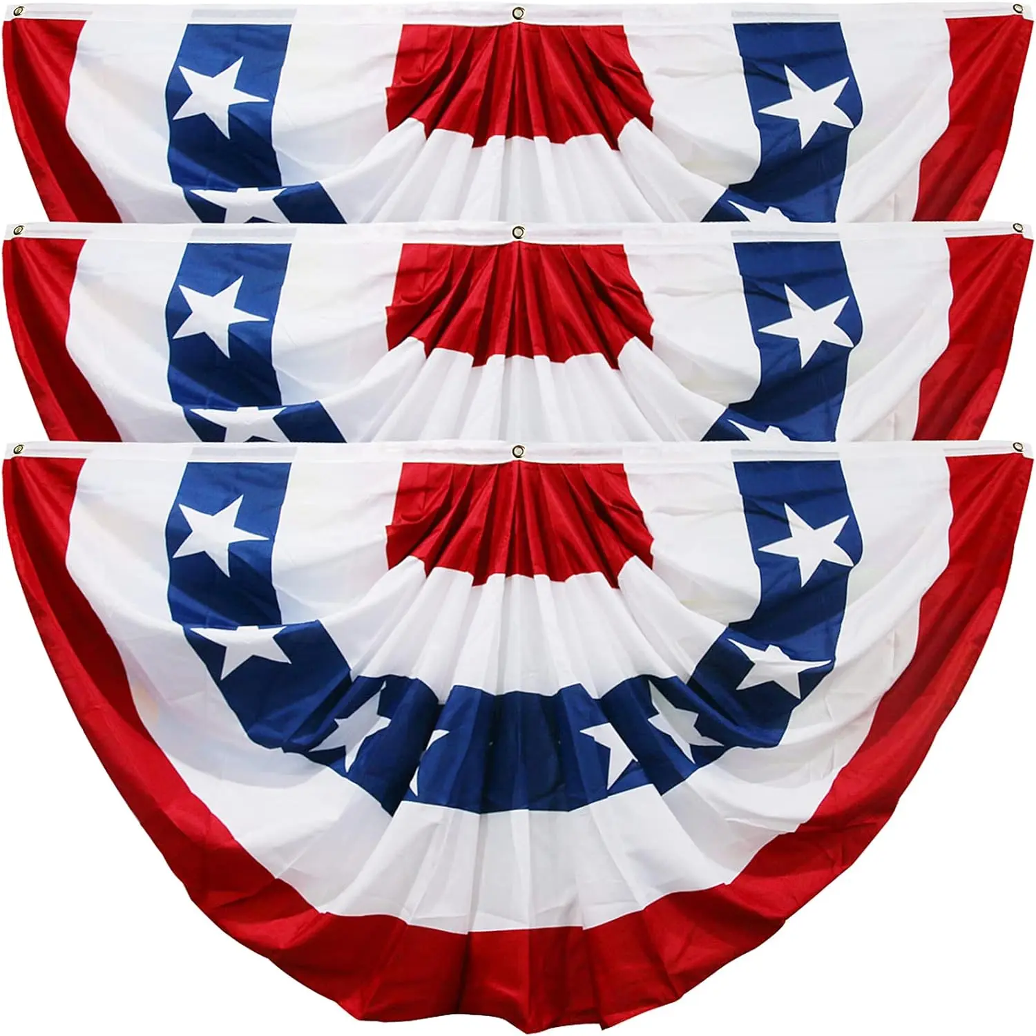 3 Pack American Flags Bunting 1.5 X 3 FT,4th Of July Decorations Outdoor